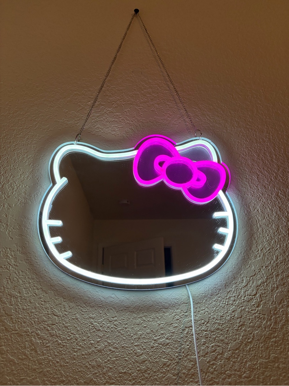 Hello Kitty Neon Mirror Wall Art - Hot Pink & White